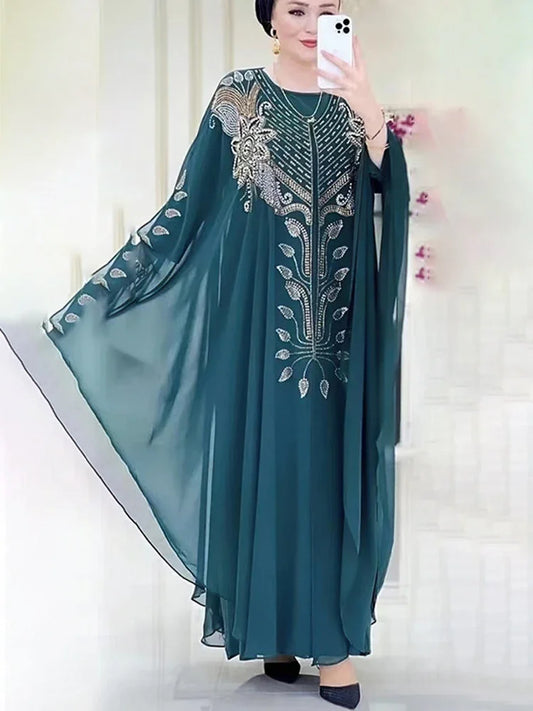 Latifa Chiffon Boubou Abaya 2 PCS Set