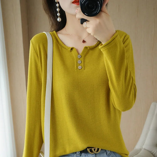 Sweater Buttons V-neck 100% Cotton