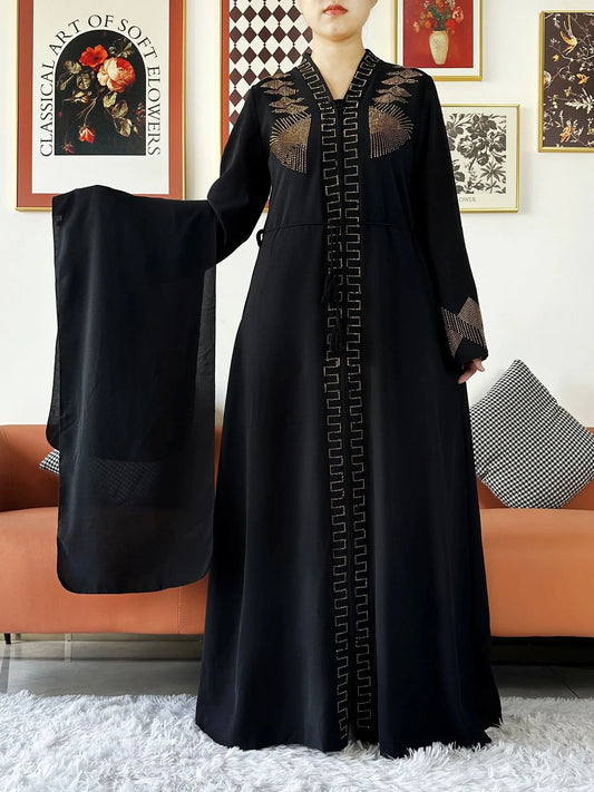Ahlam Open Abaya Elegant Dress Chiffon